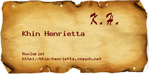 Khin Henrietta névjegykártya